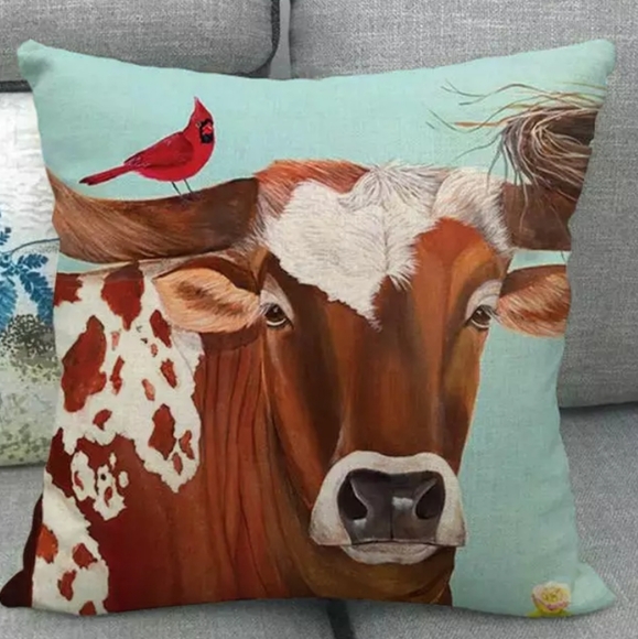 Other - Longhorn Western Pillow Cover. Cardinal. Birds Nest. Bull Cow Country Western